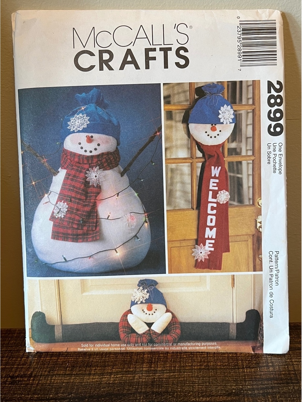 McCall's Crafts Snowmen Pattern 2899 Vintage Collectible Sewing Pattern for Fest